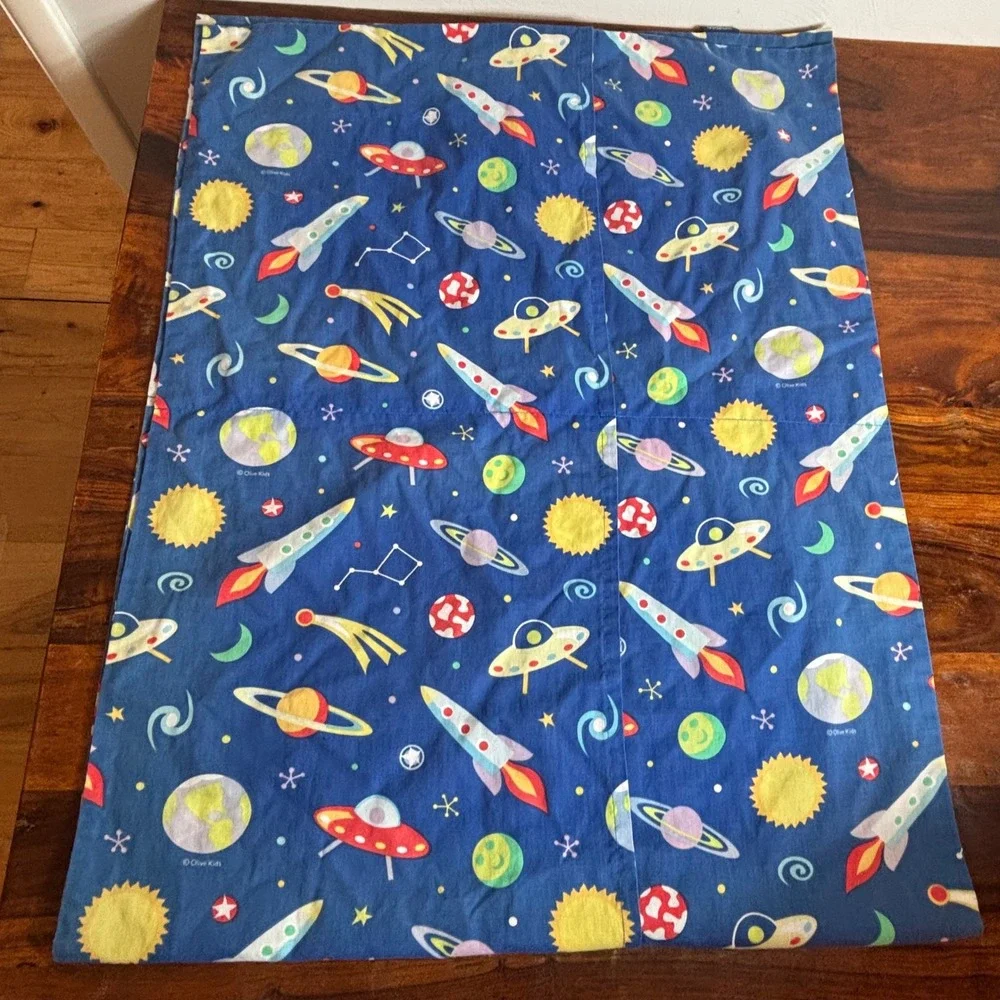 Wildkin Olive Kids Space‎ Rocket UFO Planets Blue Nap Pillowcase Envelope
